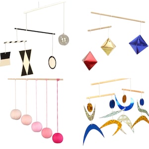 Set of 4x Montessori Mobile, Pink Gobbi Mobile, Munari Mobile, Dancer Mobile, Octahedron, Mobile Bebe, Hanging Mobile, Montessori Materials