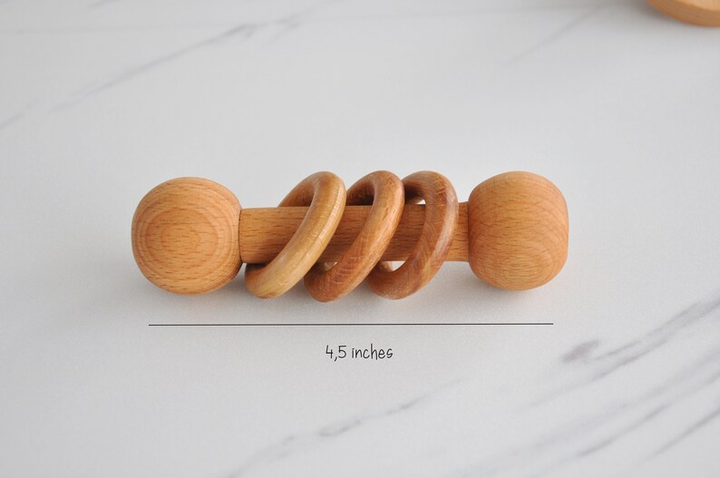 Personalized Beech Wood Keepsake Rattle – Natural Handcrafted Nursery ...