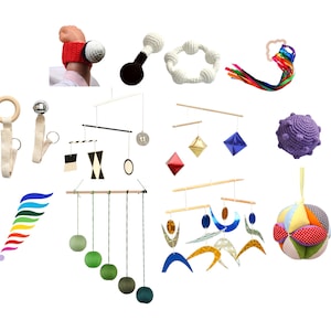 Box of Montessori Mobile, Gobbi Mobile, Munari Mobile, Montessori Ball, Dancer Mobile, Octahedron Mobile, Rattle, Grasping, Crib Toy
