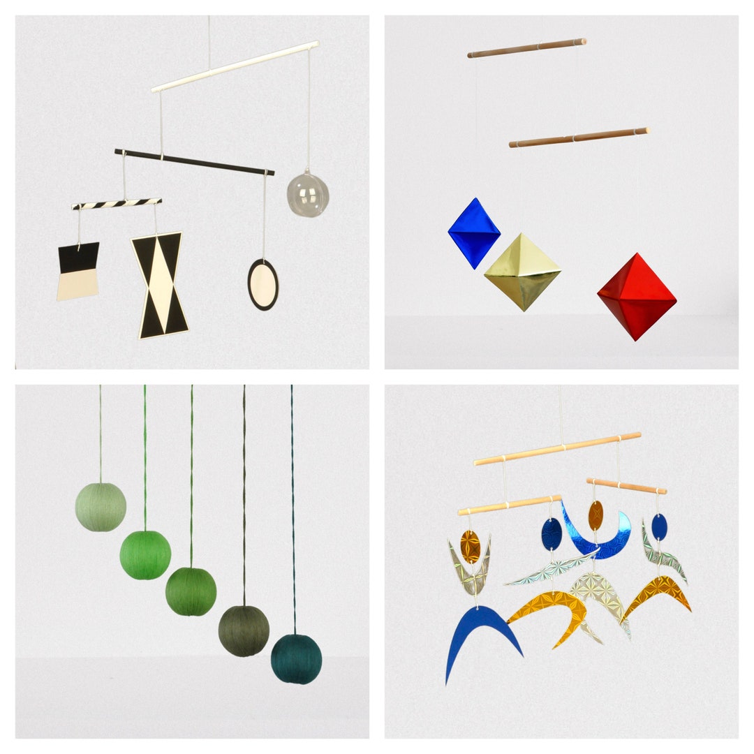 Montessori Baby Mobile Set - 4 Visual Mobiles For Newborn Development 0-3 Months