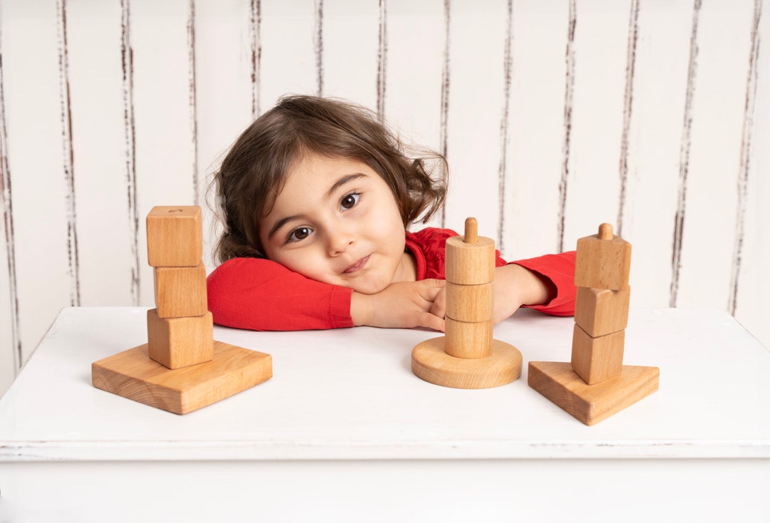 Wooden Geometric Stacking Toy, Shapes Stacker, Educational Toys for ...