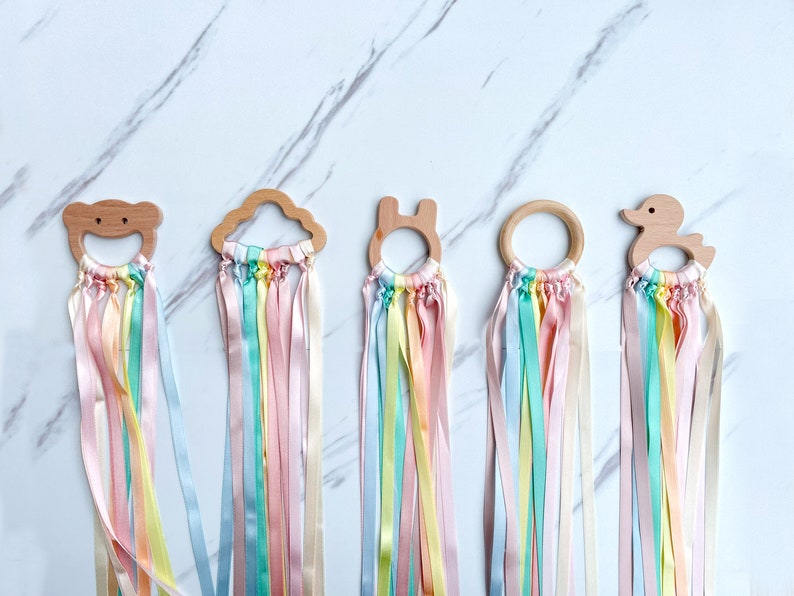 Montessori Ribbon Rings, Sensory Ribbon, Rainbow Ribbon, Pastel Ribbon, Black and White Ribbon Pastel