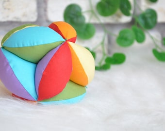 Handmade Fabric Puzzle Sphere – Colorful Textile Décor Object, Montessori Inspired Room Ornament