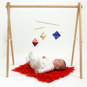 Wooden montessori baby gym, Mobile holder, Wooden baby play gym, Play gym for baby image 1