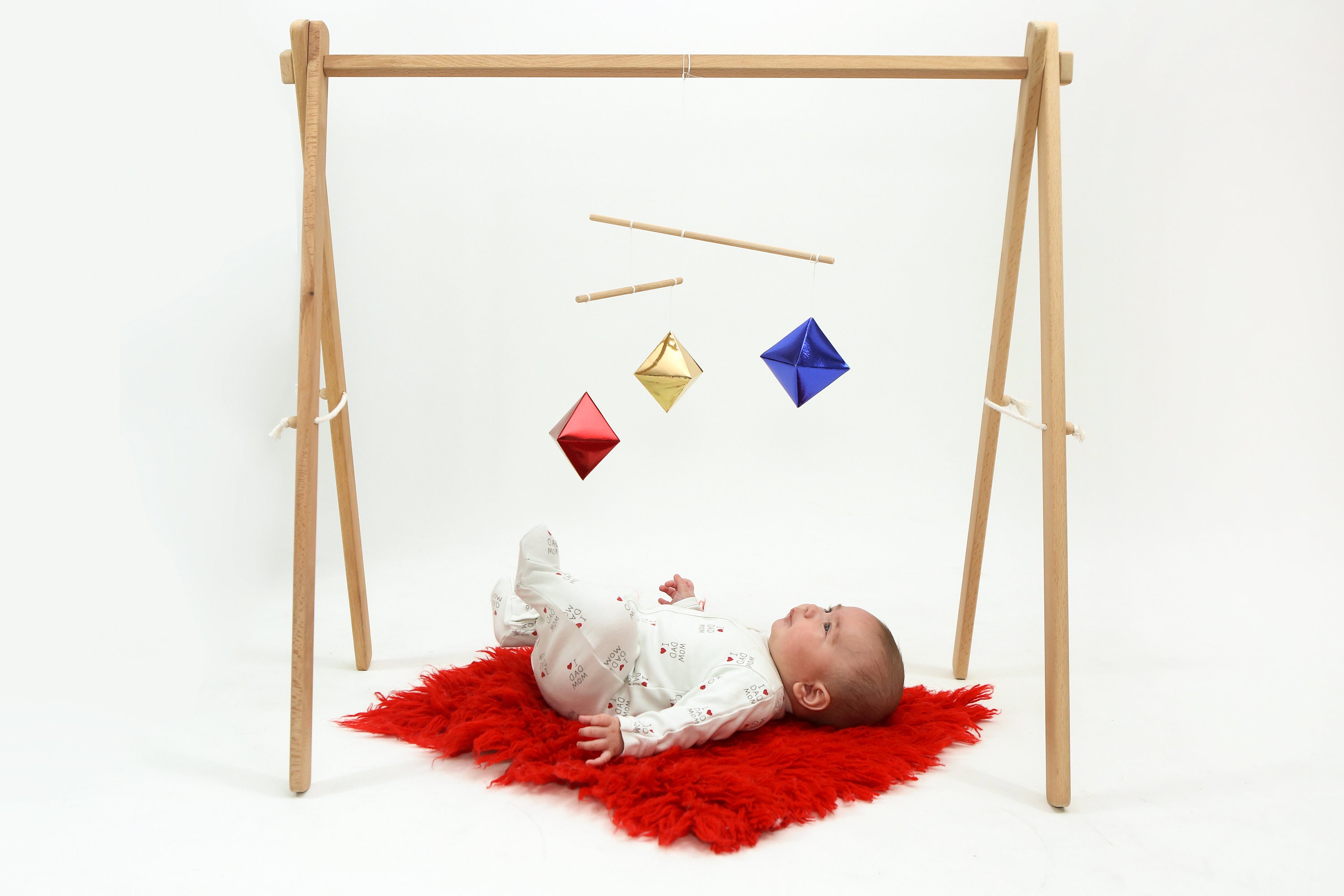 Wooden Montessori Baby Gym, Mobile Holder, Wooden Baby Play Gym, Play Gym  for Baby 