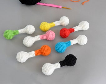 Colorful Baby Rattle, Crochet Rattle, Soft Rattle, Montessori Sensory Play, Black and White Rattle, Montessori Materials