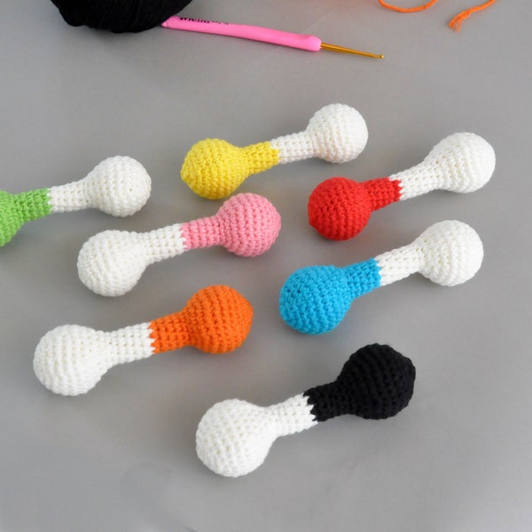 Hochet bébé coloré, hochet au crochet, hochet doux, jeu sensoriel Montessori, hochet noir et blanc, matériaux Montessori