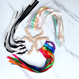 Montessori Ribbon Rings, Sensory Ribbon, Rainbow Ribbon, Pastel Ribbon, Black and White Ribbon image 2