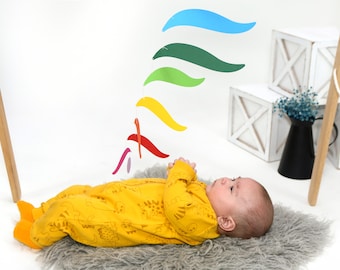 Rainbow Montessori Mobile, Nursery Hanging Decor, Crib or Baby Gym Mobile