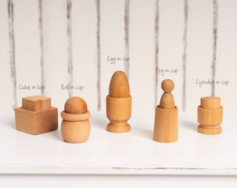 Montessori Wooden Fitting Toy, Egg, Ball, Cube Set