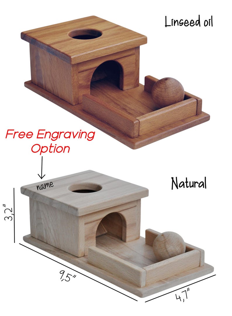 Montessori Object Permanence Box: Wooden Ball Drop Toy image 5