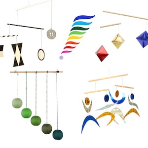 Set of 5x Montessori Mobile, Munari mobile, Gobbi mobile, Rainbow mobile, Octahedron Mobile, Dancer Mobile, Crib mobile, Baby gym mobile