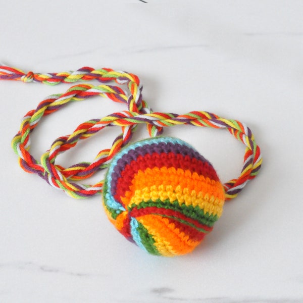 Rainbow Sensory Ball, Crochet Rattle Ball, Amigurumi Rainbow Ball, Sensory Play, Newborn Baby Gift, Montessori Materials
