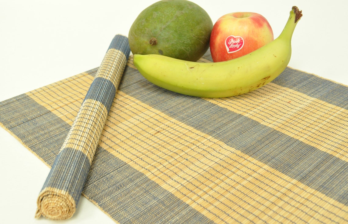 Bamboo placemat handmade wooden table mat rectangular mat pack Etsy