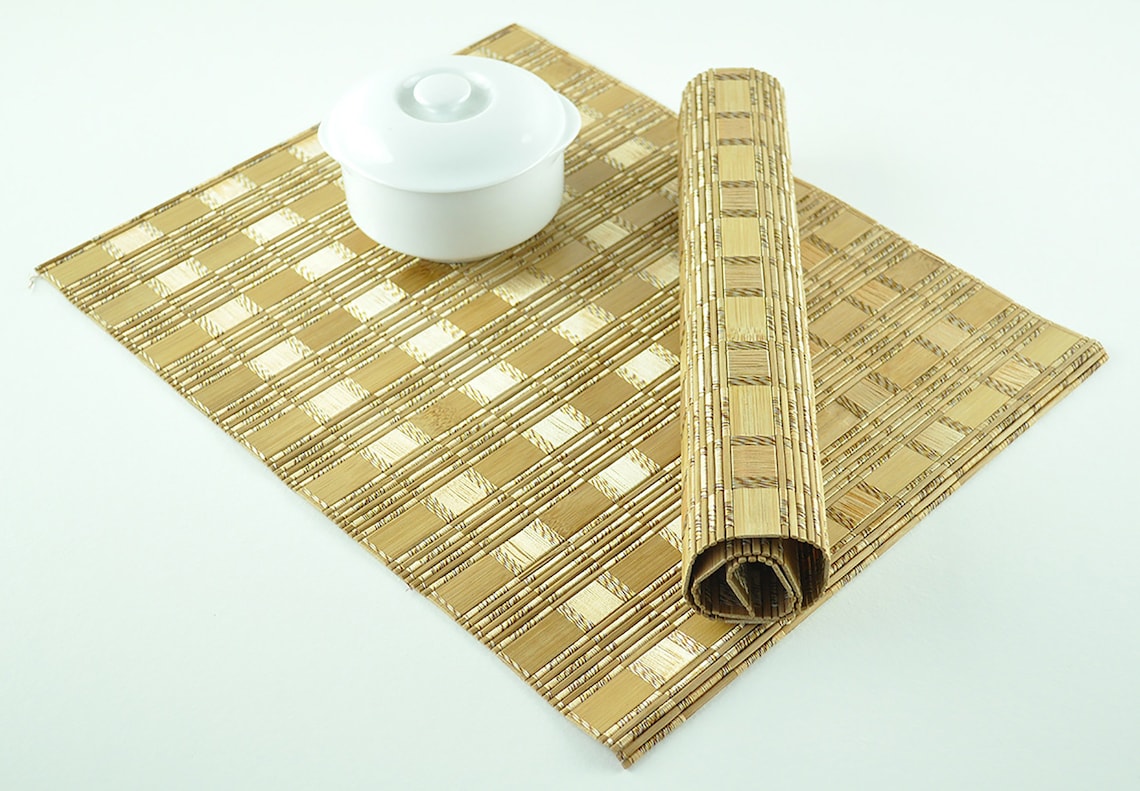 Bamboo placemats pack of 4 handmade table mats natural chunky Etsy