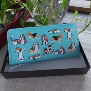 Basset Cartoon Wallet, Basset Hound Wallet, Basset gift idea, christmas