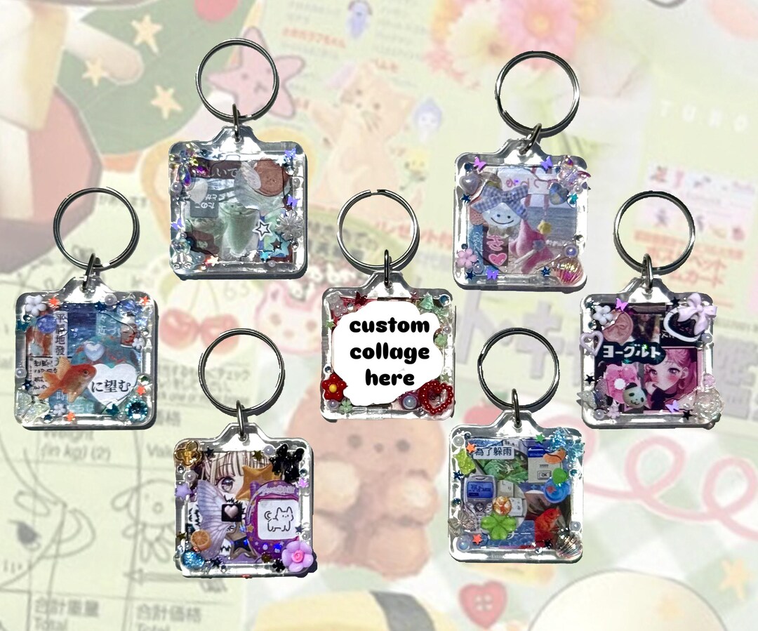Custom Sticker Collage Decora Keyrings/keychains| Handmade Photo Frame ...