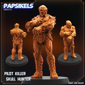 Pilot Killer Skull Hunter 2 32mm scale by Papsikels Great for Cyberpunk, Shadowrun, and other Sci-Fi Tabletop Games