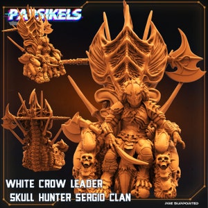 White Crow Leader Skull Huner Sergio Clan by Papsikels Great for Cyberpunk, and other Sci-Fi Tabletop Games