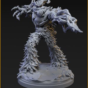 May include: A gray miniature figure of a Christmas Groot (Rivals) character, with a tree-like appearance. The figure has a detailed design, including leafy textures on the legs and arms. The base is a circular platform. The text "CZ STUDIO" and "40mm" are visible.