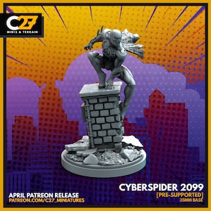 Cyber Spider 2099 by C27 Miniatures Great for Crisis Protocol, Superhero RPGs, and other Sci-Fi Tabletop Games