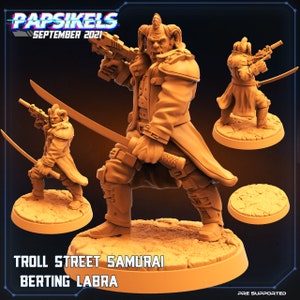 Troll Street Samurai Berting Labra de Papsikels Ideal para Cyberpunk, Shadowrun, Stargrave y otros juegos de mesa de ciencia ficción