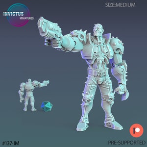 Space Cartel Leader Gun - Cosmic Pirates van Invictus Miniatures Ideaal voor cyberpunk, Starfinder en andere sci-fi-tafelspellen