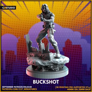 Buckshot 40mm on 35mm Base by C27 Miniatures Great for Crisis Protocol, Superhero RPGs, and other Sci-Fi Tabletop Games