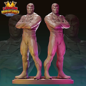 Superior Dude Crimson and Cyan by Legion Miniatures Great for Display, Superhero RPGs, and other Tabletop Games