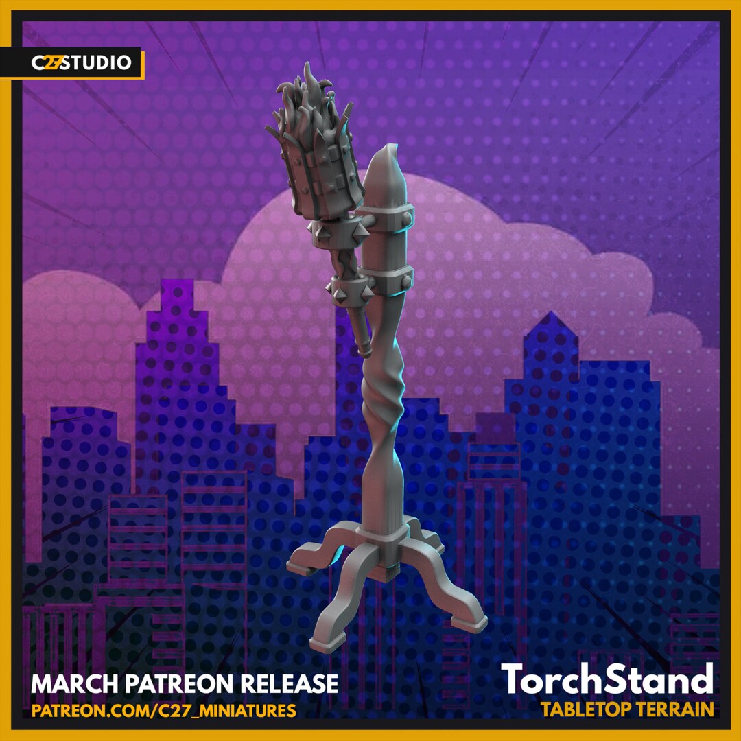 Torch Stand by C27 Miniatures Great for Crisis Protocol, Superhero Rpgs ...