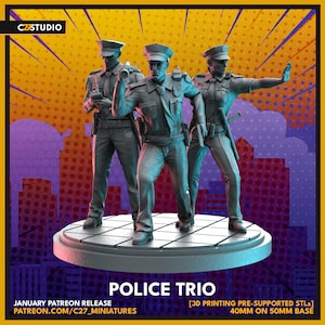 Police Trio by C27 Miniatures Great for Crisis Protocol, Superhero RPGs, and other Sci-Fi Tabletop Games