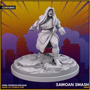 Samoan Smash 40mm on 65mm Base by C27 Miniatures Great for Crisis Protocol, Superhero RPGs, and other Sci-Fi Tabletop Games