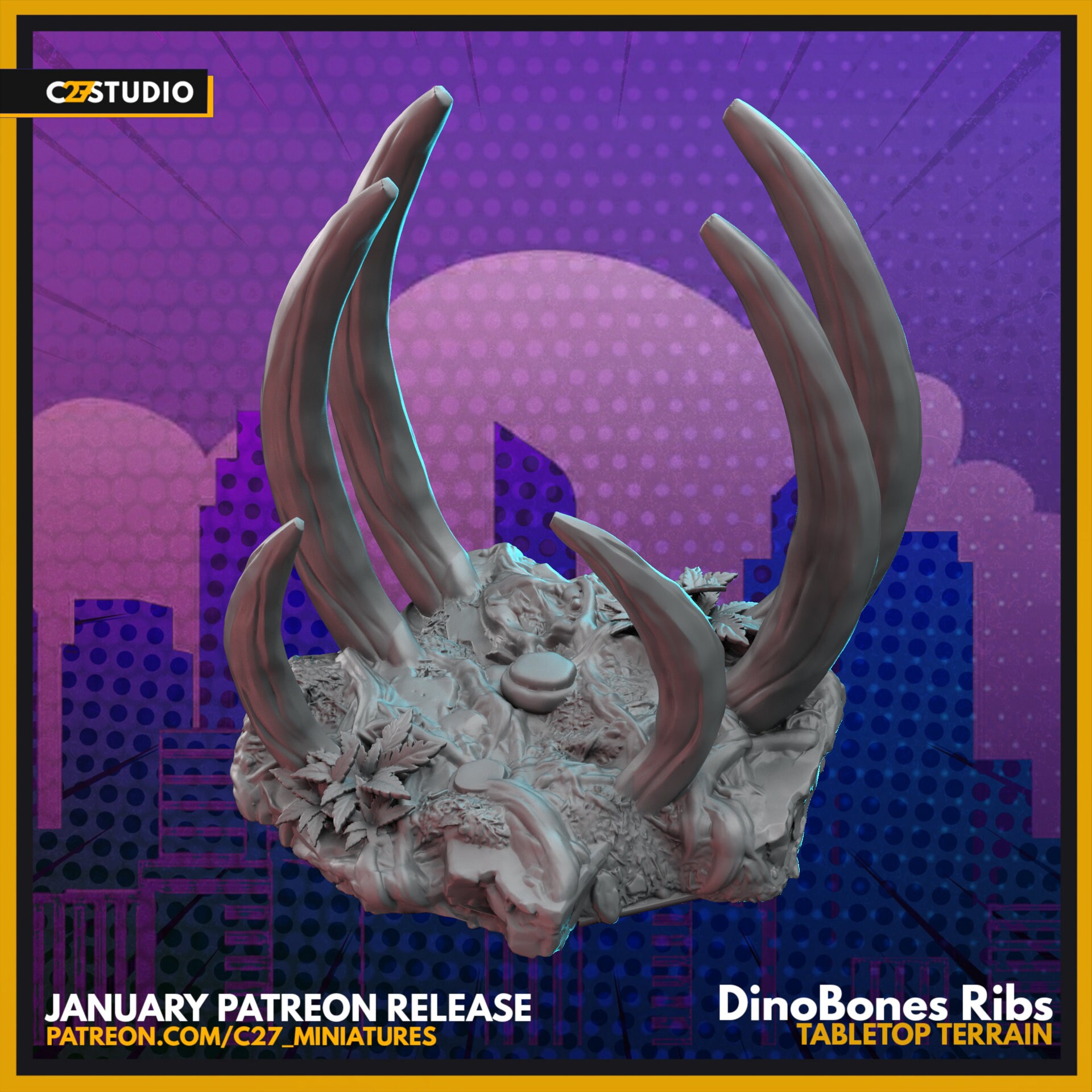 Video Game Ribs Dino Bones Ribs by C27 Miniatures Great for Crisis Protocol, Superhero ...