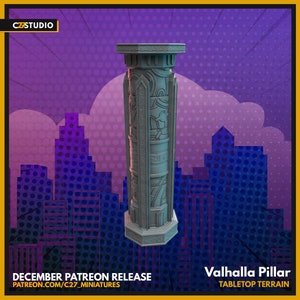 Valhalla Pillar by C27 Miniatures Great for Crisis Protocol, Superhero RPGs, and other Sci-Fi Tabletop Games