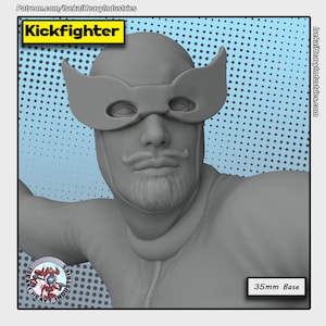 Kickfighter 40mm scale on 35mm Base by Isekai Heavy Industries Great for Crisis Protocol, Superhero RPGs, and other Sci-Fi Tabletop Games
