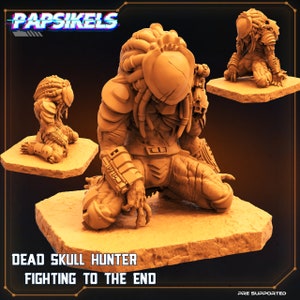 Dead Skull Hunter Fighting to the End by Papsikels Great for Cyberpunk, and other Sci-Fi Tabletop Games
