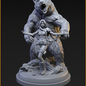 Vision och Ursine 40 mm på 50 mm bas av C27 Miniatures Perfekt för Crisis Protocol, superhjälte-RPG och andra sci-fi-bordsspel