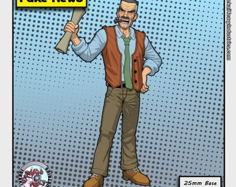 Fake News sur un socle de 25 mm par Isekai Heavy Industries Idéal pour le protocole de crise, les RPG de super-héros et d'autres jeux de table de science-fiction