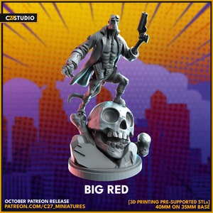 Big Red 40mm on 35mm Base by C27 Miniatures Great for Crisis Protocol, Superhero RPGs, and other Sci-Fi Tabletop Games