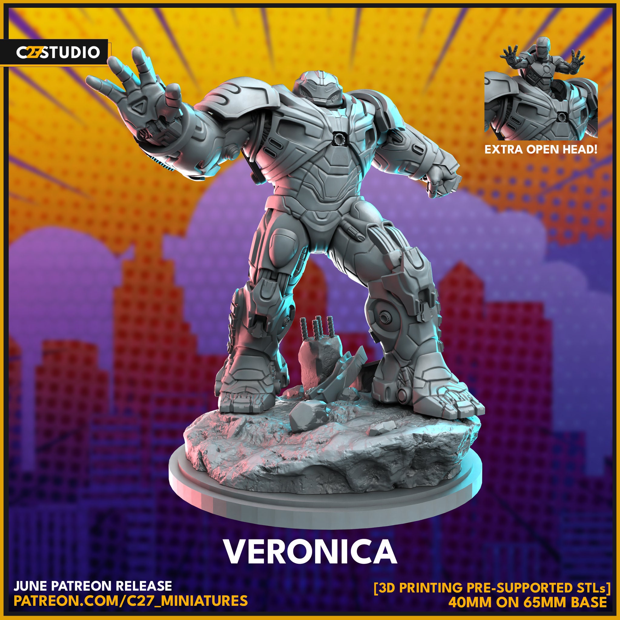 Veronica on 65mm Base by C27 Miniatures Great for Crisis Protocol