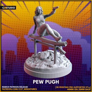 Pew Pugh 40mm on 35mm Base by C27 Miniatures Great for Crisis Protocol, Superhero RPGs, and other Sci-Fi Tabletop Games