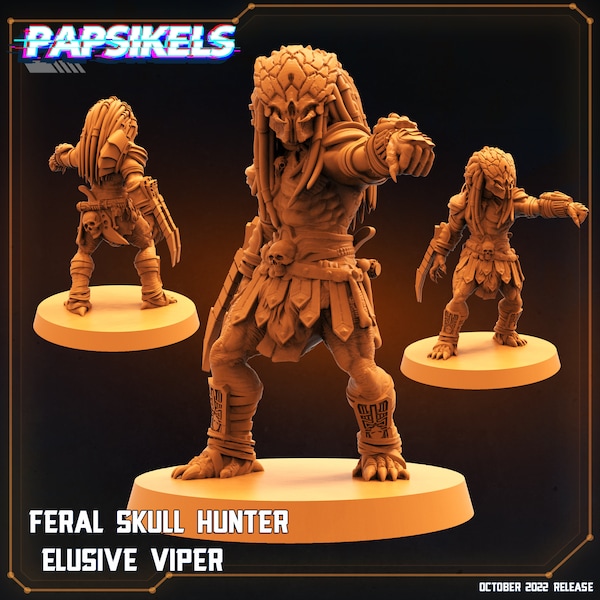 Feral Skull Hunter Elusive Viper by Papsikels Great for Cyberpunk, Shadowrun, Stargrave, Starfinder and other Sci-Fi Tabletop Games