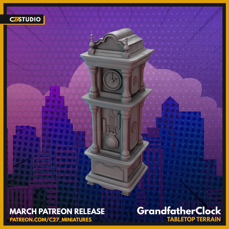Grandfather Clock by C27 Miniatures Great for Crisis Protocol, Superhero Rpgs, and Other Scifi