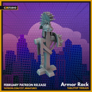 Armor Rack by C27 Miniatures Great for Crisis Protocol, Superhero RPGs, and other Sci-Fi Tabletop Games