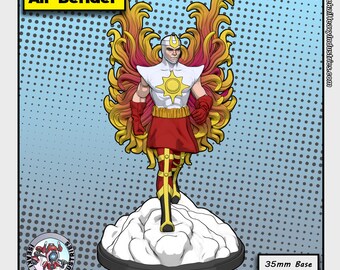 Air Bender sobre base de 35 mm de Isekai Heavy Industries. Ideal para Crisis Protocol, juegos de rol de superhéroes y otros juegos de mesa de ciencia ficción.