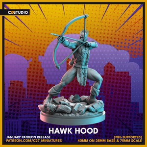 Hawk Hood by C27 Miniatures Great for Crisis Protocol, Superhero RPGs, and other Sci-Fi Tabletop Games