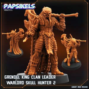 Grendel King Clan Leader Warlord Skull Hunter 2 32mm scale by Papsikels Great for Cyberpunk, Shadowrun, and other Sci-Fi Tabletop Games