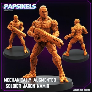 Mechanically Augmented Soldier Jaron Namir 32mm scale by Papsikels Great for Cyberpunk, Shadowrun, and other Sci-Fi Tabletop Games