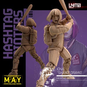 Lona &quot;Shard&quot; Drayke - Hashtag Rioters from Unit 9 Great for Cyberpunk, Human Interface, Shadowrun, and other Scifi Tabletop Game