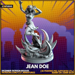 Jean Doe 40mm Scale on 35mm Base by C27 Miniatures Great for Crisis Protocol, Superhero RPGs, and other Sci-Fi Tabletop Games